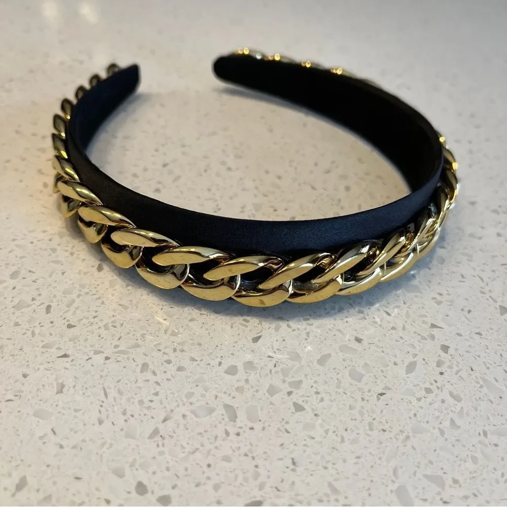 Black and gold metal‎ chain hairband